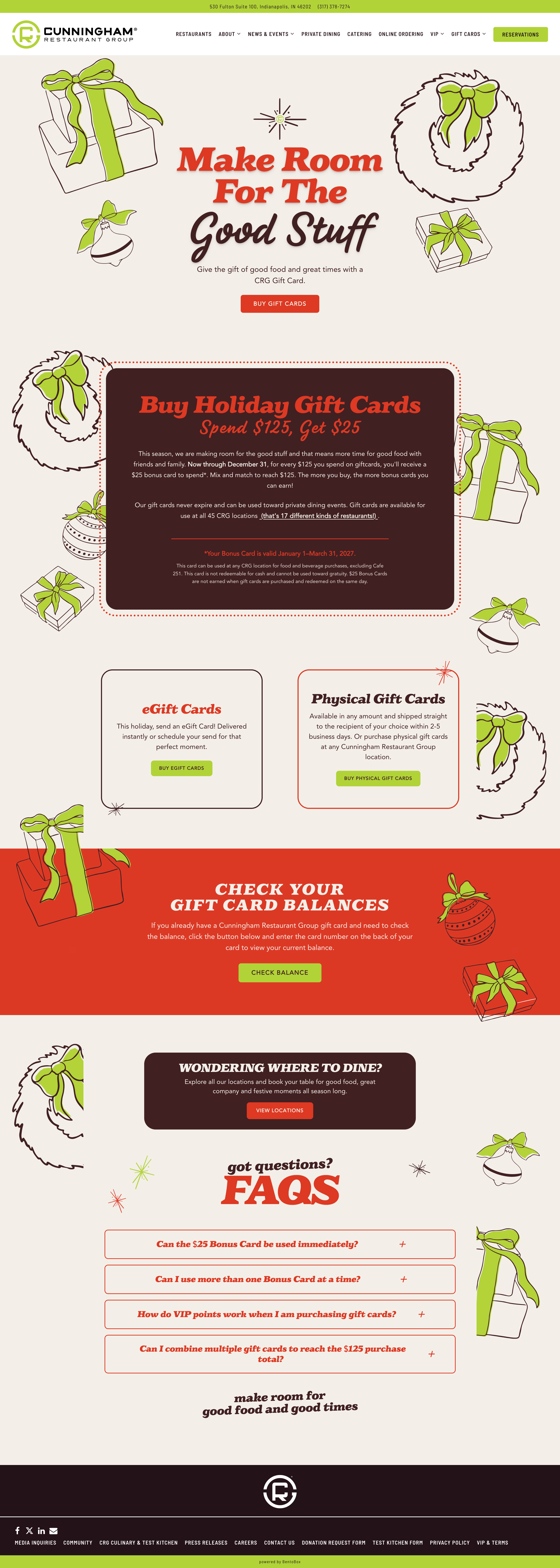Holiday 2026 gift card page