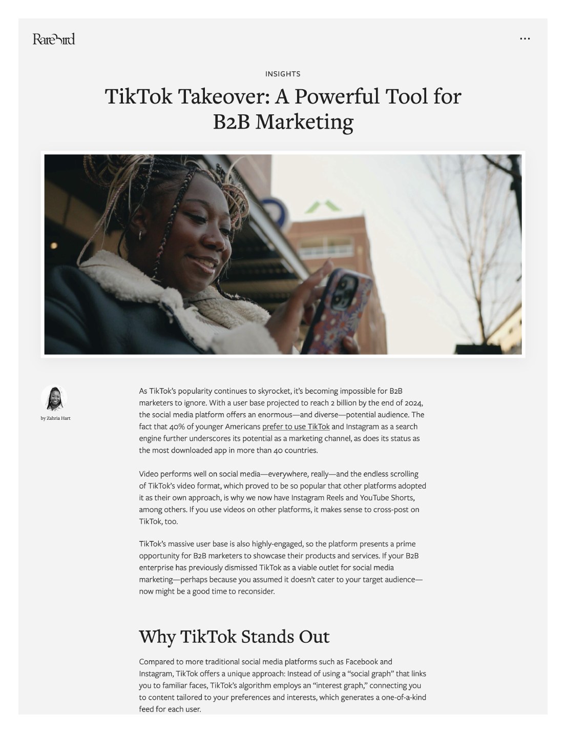 TikTok Takeover: A Powerful Tool for B2B Marketing article by Zahria Freeman